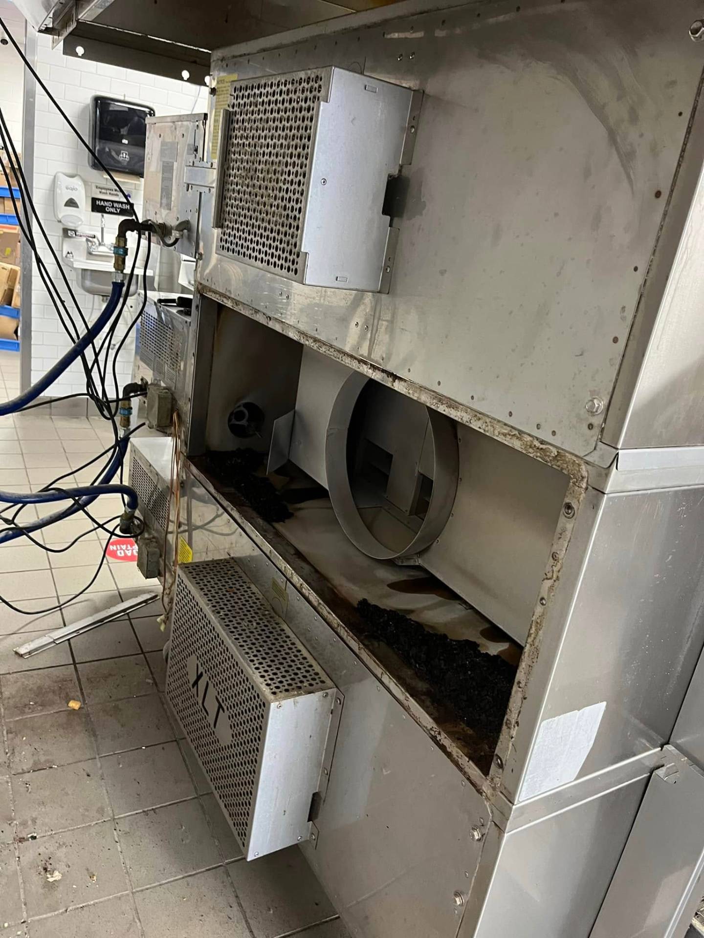 Commercial kitchen equipment repair in progress